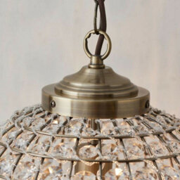 Hanging Ceiling Pendant Light Antique Brass Glass Round Metal Lamp Shade Holder - thumbnail 5