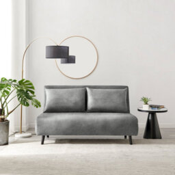 Furniturebox Uk Sofa Bed - 'bobby' Grey Fabric 2 Seat Sofa Unfolds Into Single - Fold Out Bed Guest Bed Guest Furniture - thumbnail 2