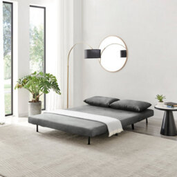 Furniturebox Uk Sofa Bed - 'bobby' Grey Fabric 2 Seat Sofa Unfolds Into Single - Fold Out Bed Guest Bed Guest Furniture - thumbnail 3