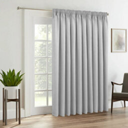 Ameha Light Grey Plain Curtain Pencil Pleat Blackout Thick Thermal Insulated Curtain Pair 90''x90'' Pair Living Room Bedroom Decor - thumbnail 3