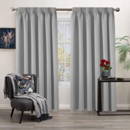 Ameha Light Grey Plain Curtain Pencil Pleat Blackout Thick Thermal Insulated Curtain Pair 90''x90'' Pair Living Room Bedroom Decor - thumbnail 9