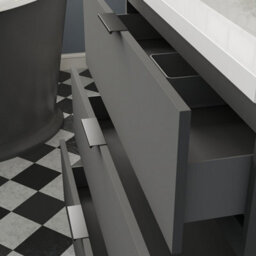 Probaty Bathrooms Vanity Unit Matte Anthracite Mdf,600X385X850mm,wall Mounted,3 Drawer With Artificial Stone Square Basin - thumbnail 7