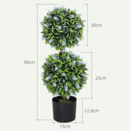 Homcom Set Of 2 Potted Artificial Plants With Lavender Flowers, Blue - thumbnail 3