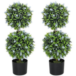 Homcom Set Of 2 Potted Artificial Plants With Lavender Flowers, Blue - thumbnail 2
