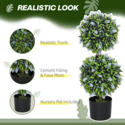 Homcom Set Of 2 Potted Artificial Plants With Lavender Flowers, Blue - thumbnail 4