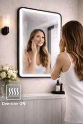 Lumora 700X500mm Matt Black Led Bathroom Mirror - Anti-Fog - Dimmable Tri-Light - thumbnail 4