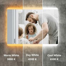 Lumora 700X500mm Matt Black Led Bathroom Mirror - Anti-Fog - Dimmable Tri-Light - thumbnail 3