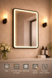 Lumora 700X500mm Matt Black Led Bathroom Mirror - Anti-Fog - Dimmable Tri-Light - thumbnail 8