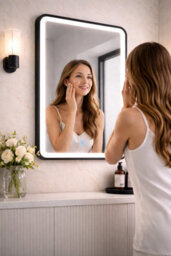 Lumora 700X500mm Matt Black Led Bathroom Mirror - Anti-Fog - Dimmable Tri-Light - thumbnail 9