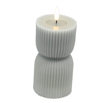 Luxe  Collection  Natural  Glow  2.75X10  Grey  Carved  Led  Candle - image 1