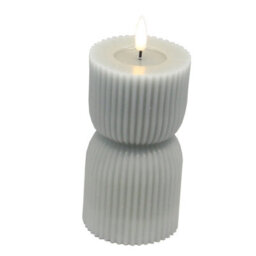 Luxe  Collection  Natural  Glow  2.75X10  Grey  Carved  Led  Candle