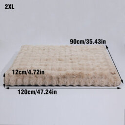 Bingopaw 120Cm Dog Bed Pet Calming Cushion Mat Washable Soft Warm Plush Mattress, Khaki Beige - thumbnail 2