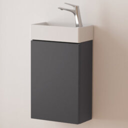 Durovin Bathrooms 400mm Wall Mounted Dark Gray Vanity Unit Include Basin With Illuminated Led Bathroom Round Mirror - thumbnail 2