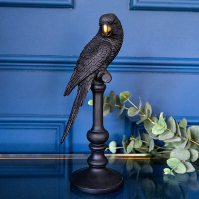 Madison & Mayfair Black And Gold Parrot Bird Ornament On Stand