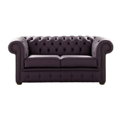 Chesterfield 2 Seater Shelly Amethyst Leather Sofa Settee Bespoke In Classic Style - image 1