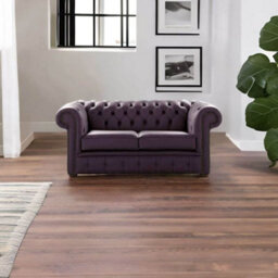 Chesterfield 2 Seater Shelly Amethyst Leather Sofa Settee Bespoke In Classic Style - thumbnail 2
