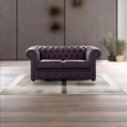 Chesterfield 2 Seater Shelly Amethyst Leather Sofa Settee Bespoke In Classic Style - thumbnail 3