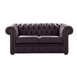 Chesterfield 2 Seater Shelly Amethyst Leather Sofa Settee Bespoke In Classic Style - thumbnail 1