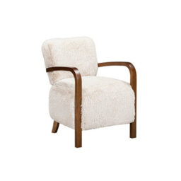 Wyld Haus Luna Accent Armchair In Natural Faux Shearling With Walnut Arms - thumbnail 4