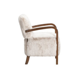 Wyld Haus Luna Accent Armchair In Natural Faux Shearling With Walnut Arms - thumbnail 5