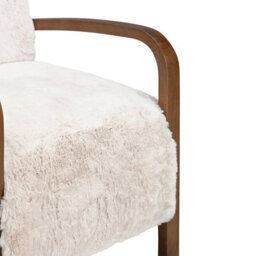 Wyld Haus Luna Accent Armchair In Natural Faux Shearling With Walnut Arms - thumbnail 8
