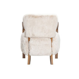 Wyld Haus Luna Accent Armchair In Natural Faux Shearling With Walnut Arms - thumbnail 6