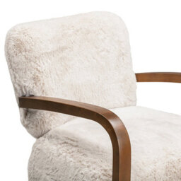 Wyld Haus Luna Accent Armchair In Natural Faux Shearling With Walnut Arms - thumbnail 7