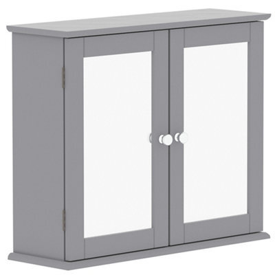 Lassic Hayle Matt Grey Bathroom Double Wall Cabinet Mirrored (H)47Cm (W)57Cm - image 1