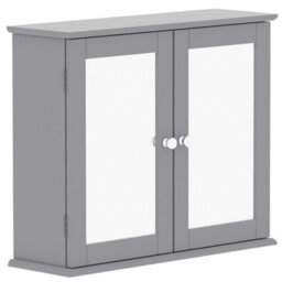 Lassic Hayle Matt Grey Bathroom Double Wall Cabinet Mirrored (H)47Cm (W)57Cm - thumbnail 1