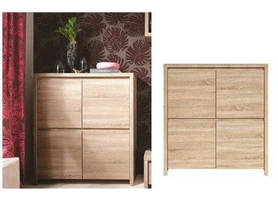 Impact Furniture Sideboard Cabinet Dresser Square Door Compact Small Sonoma Oak Storage Unit For Bedroom Living Room Hallway Kaspian - image 1