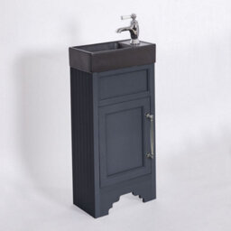 Homestylestore Black Grey 400mm Bathroom Vanity Unit With Black Basin And Chrome T Bar Handles - thumbnail 1