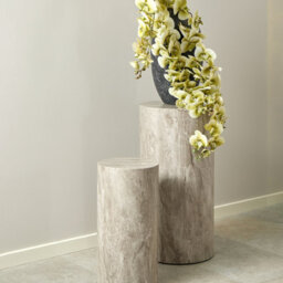 Furniture To Go Dice Round Pedestal Set Of 2 In Grey Marble And River Rough Paper - thumbnail 4
