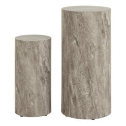 Furniture To Go Dice Round Pedestal Set Of 2 In Grey Marble And River Rough Paper - thumbnail 2