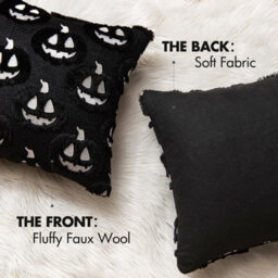 Amorly 2Pack Black 18 X 18 Inch Autumn Pumpkin Pillow Covers, Halloween Cushion Cases, No Inserts, Home Patio Sofa & Couch Decoration - thumbnail 4