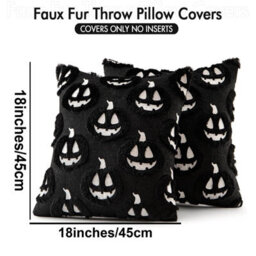 Amorly 2Pack Black 18 X 18 Inch Autumn Pumpkin Pillow Covers, Halloween Cushion Cases, No Inserts, Home Patio Sofa & Couch Decoration - thumbnail 3