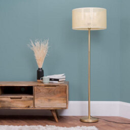 Valuelights Charles Gold Floor Lamp With Wicker Shade - thumbnail 4