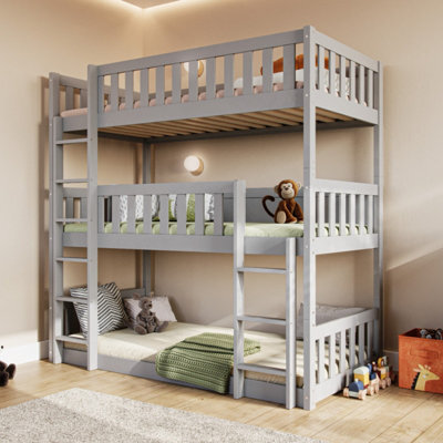 Flair Bea Triple High Wooden Bunk Bed - Grey - image 1