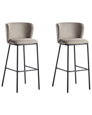 Wyld And Coco Taupe Bar Chairs Set Of 2 Armless Curved Back Black Legs For Kitchen Island And Breakfast Bar - image 1