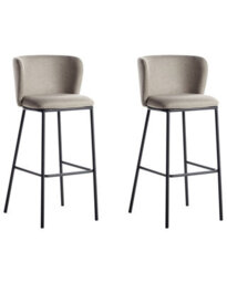 Wyld And Coco Taupe Bar Chairs Set Of 2 Armless Curved Back Black Legs For Kitchen Island And Breakfast Bar - thumbnail 1