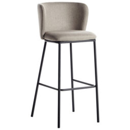 Wyld And Coco Taupe Bar Chairs Set Of 2 Armless Curved Back Black Legs For Kitchen Island And Breakfast Bar - thumbnail 3