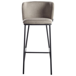 Wyld And Coco Taupe Bar Chairs Set Of 2 Armless Curved Back Black Legs For Kitchen Island And Breakfast Bar - thumbnail 5