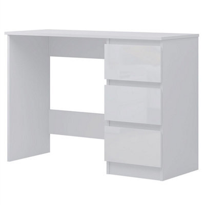 White Gloss-Office Desk White Or Grey Dressing Table 3 Drawers Bedroom Furniture - image 1