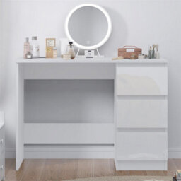 White Gloss-Office Desk White Or Grey Dressing Table 3 Drawers Bedroom Furniture - thumbnail 5