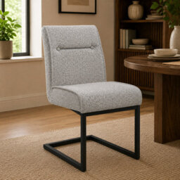 Where Saints Go Ltd Harlow Dining Chairs Pack Of 2, Grey Tweed, Black Cantilever Frames By Where Saints Go - thumbnail 1