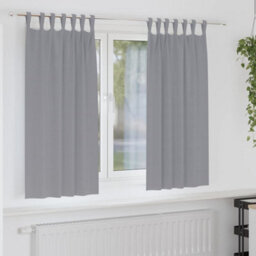 Berkfield Modern Curtains With Curtains 2 Pcs Light Grey 175 X 140 Cm Polyester - thumbnail 2