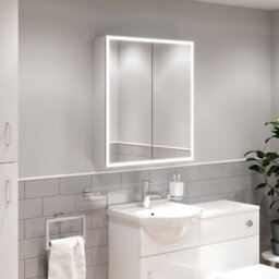 Affine Modern Bathroom Mirror Cabinet Ip44 Rated Led Illuminated Wall Mounted 600 X 700 - thumbnail 4