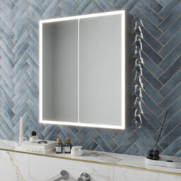 Affine Modern Bathroom Mirror Cabinet Ip44 Rated Led Illuminated Wall Mounted 600 X 700 - thumbnail 1