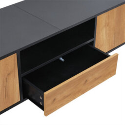 Abrihome Tv Stand Cabient With 1 Drawer 2 Door, Tv Cabinet Storage Sideboard, Tv Entertainment Center For Livingroom Bedroom, Wood+Black - thumbnail 8