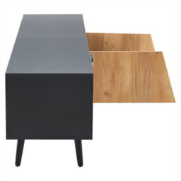 Abrihome Tv Stand Cabient With 1 Drawer 2 Door, Tv Cabinet Storage Sideboard, Tv Entertainment Center For Livingroom Bedroom, Wood+Black - thumbnail 5