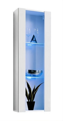 Arte Fly 21 Display Cabinet 40Cm White Gloss - Sleek Storage With Blue Led Accent - image 1